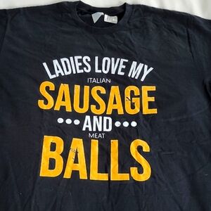 Black Graphic T-Shirt with Yellow and White Text